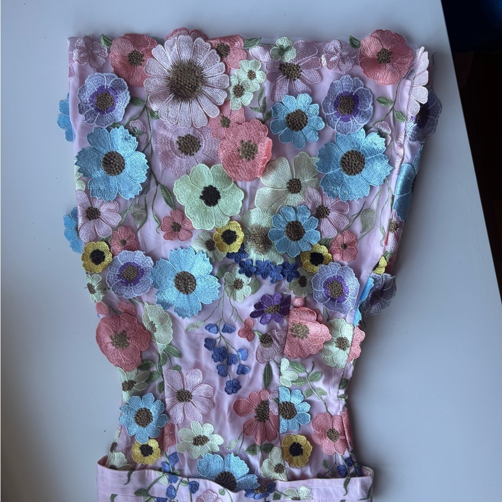 Floral Embroidered Strapless Dress